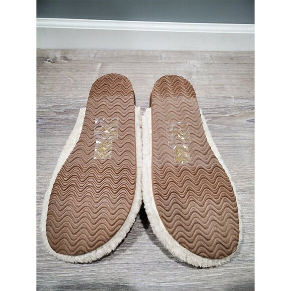 J. Crew Brown/Cream Sherpa Lined Buckle Clog Slippers Sz 5M Buckle Comfort - Picture 6 of 12